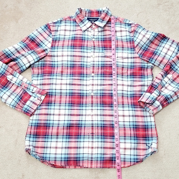 American Eagle Mens Size Large Slim Fit Button Up Plaid Dress Shirt 100% Cotton - Picture 8 of 8